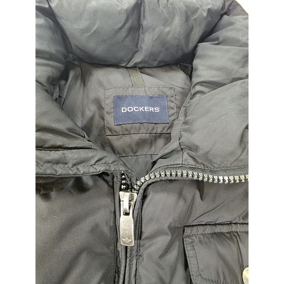 Y2K Style Dockers Black Puffer Jacket Men's L Insulated Winter Coat - Picture 4 of 16